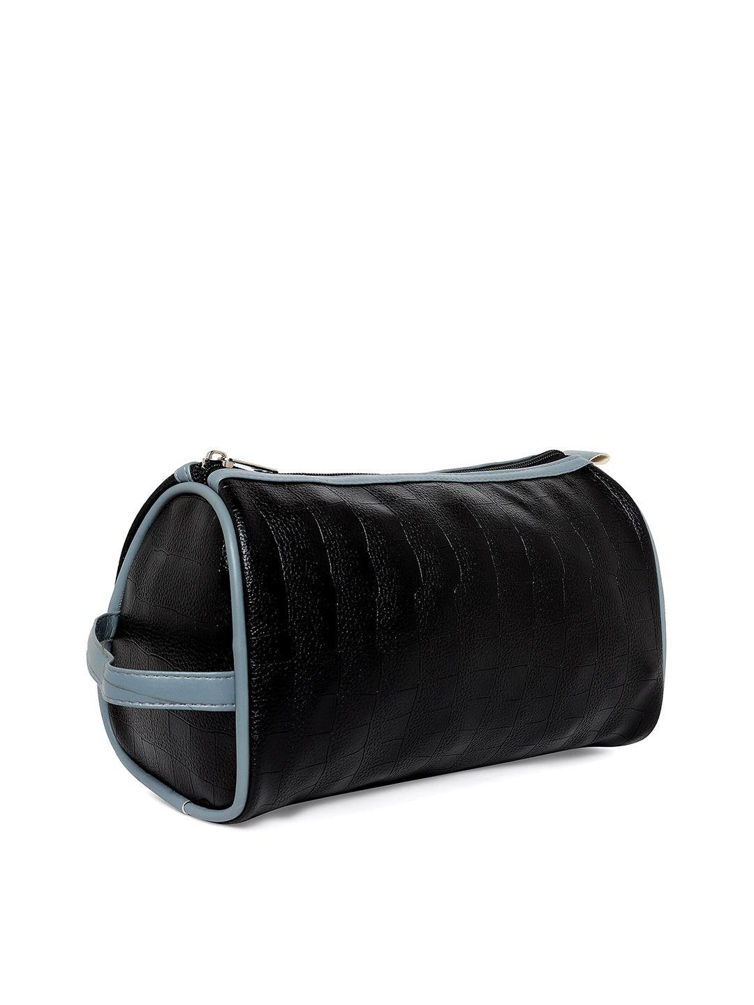 mboss unisex black croc textured toiletry travel pouch