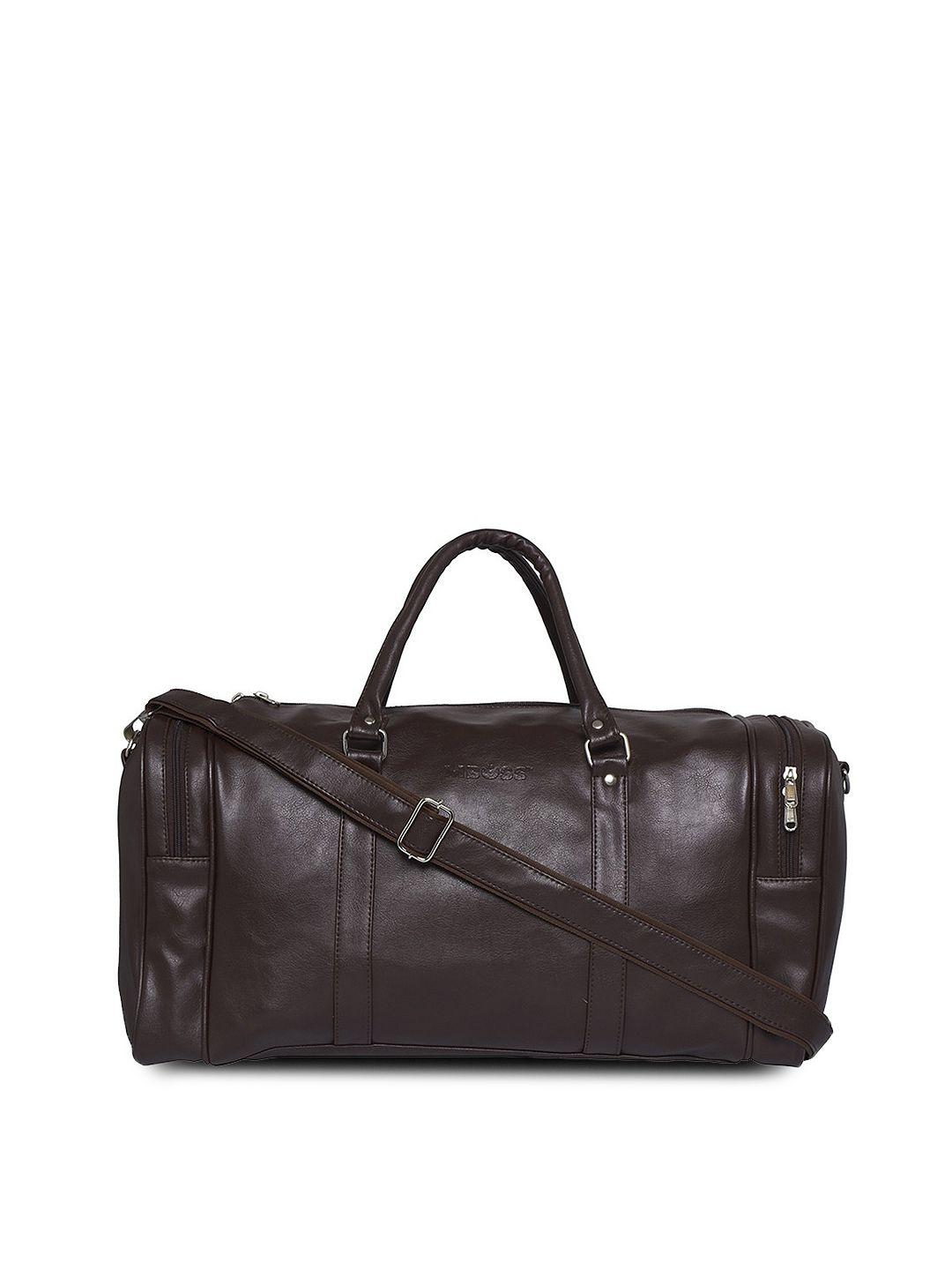 mboss unisex brown faux leather medium duffel bag