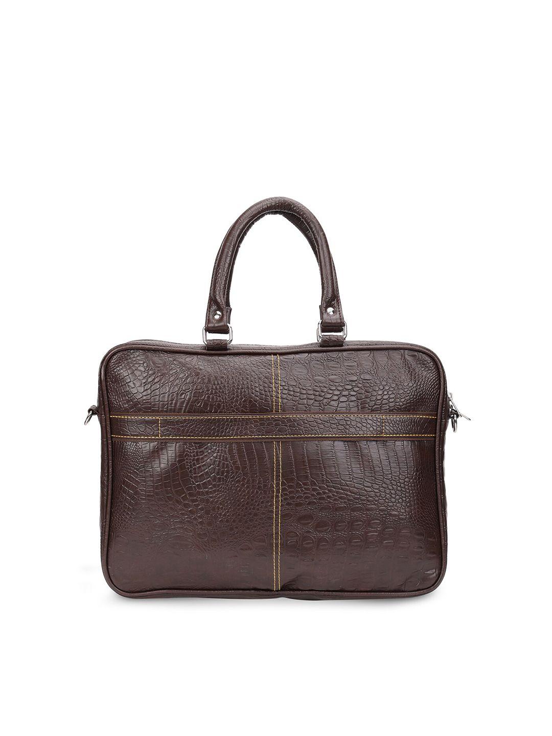 mboss unisex brown leather textured laptop bag