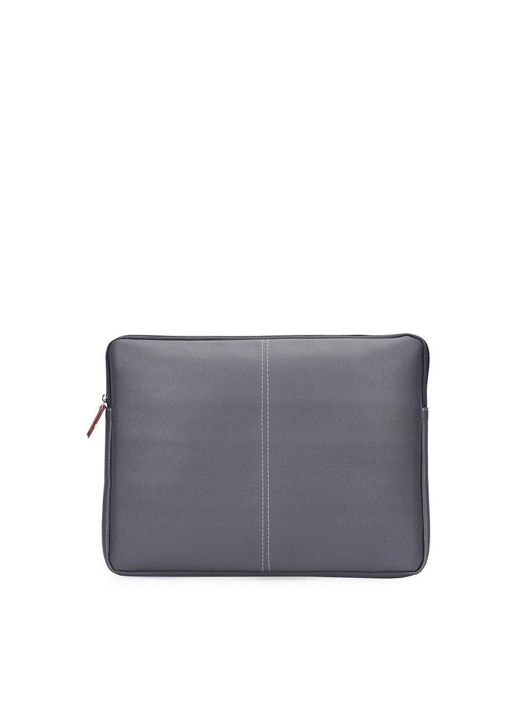 mboss unisex grey & brown textured pu laptop sleeve