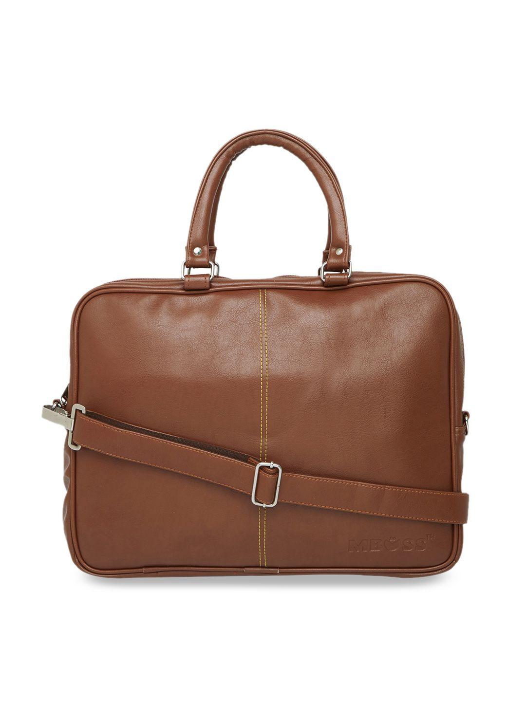 mboss unisex tan brown solid laptop bag