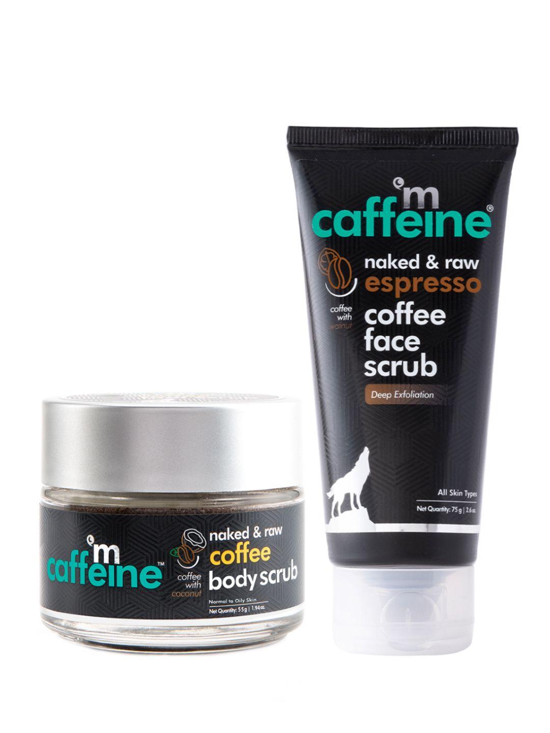 mcaffeine body & face exfoliation duo with coffee body scrub 55g & espresso face scrub 75g