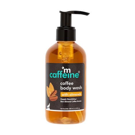 mcaffeine coffee body wash with almonds | de-tan & deep cleansing shower gel | enriched with vitamin e & in energizing nutty almond aroma | suitable for all skin types | for both men & women (200ml)