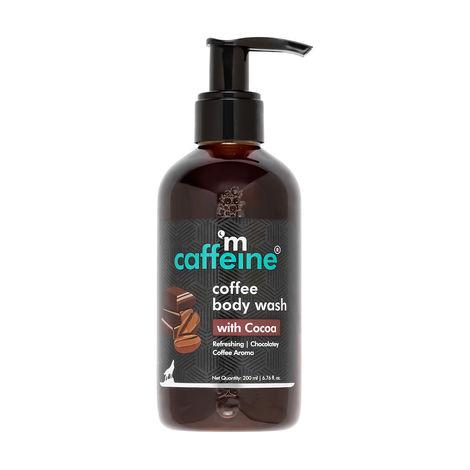 mcaffeine coffee body wash with cocoa | de-tan & deep cleansing shower gel | enriched with vitamin e & in energizing aroma of chocolate (200ml)