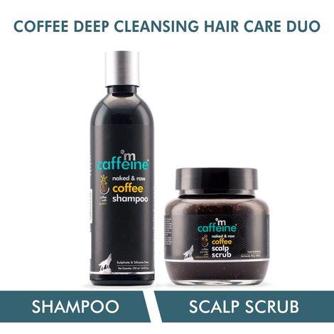 mcaffeine coffee deep cleansing hair care duo with protein, natural aha & argan oil | shampoo, scalp scrub | all hair types | sulphate & silicone free 500 ml