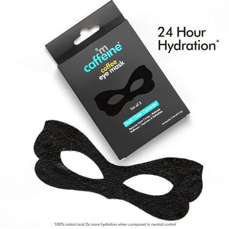 mcaffeine coffee eye mask for dark circles reduction with vit c, caffeine & hyaluronic acid | 2x hydration & puffiness reduction | pack of 3 | 8g x 3