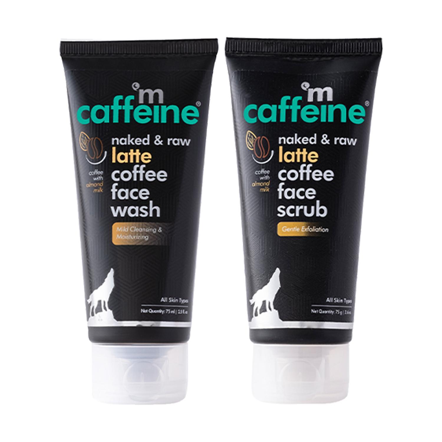 mcaffeine coffee face wash & scrub combo reduces acne pimple & tan gives glowing skin pack of 2