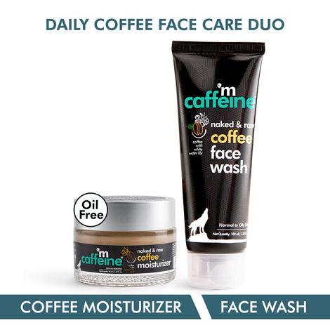 mcaffeine daily coffee face care duo - face wash & moisturizer with hyaluronic acid & pro-vitamin b5 | for oil-free hydration & deep cleansing | for men & women 150 ml