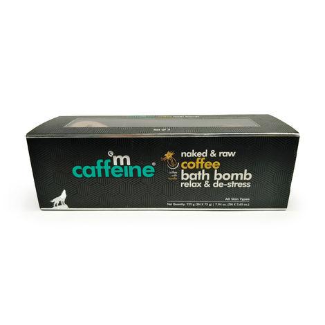 mcaffeine de-stressing coffee bath bombs set of 3 with fresh coffee aroma - natural & 100% vegan