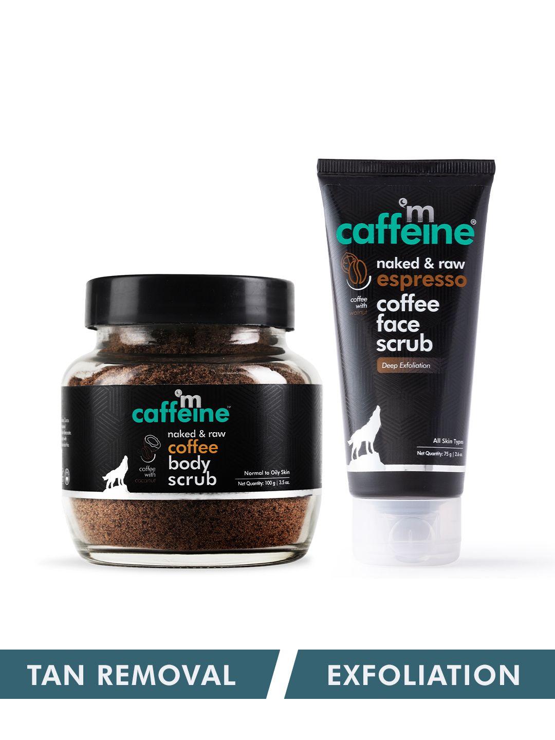 mcaffeine exfoliating coffee body scrub & espresso face scrub combo for tan removal