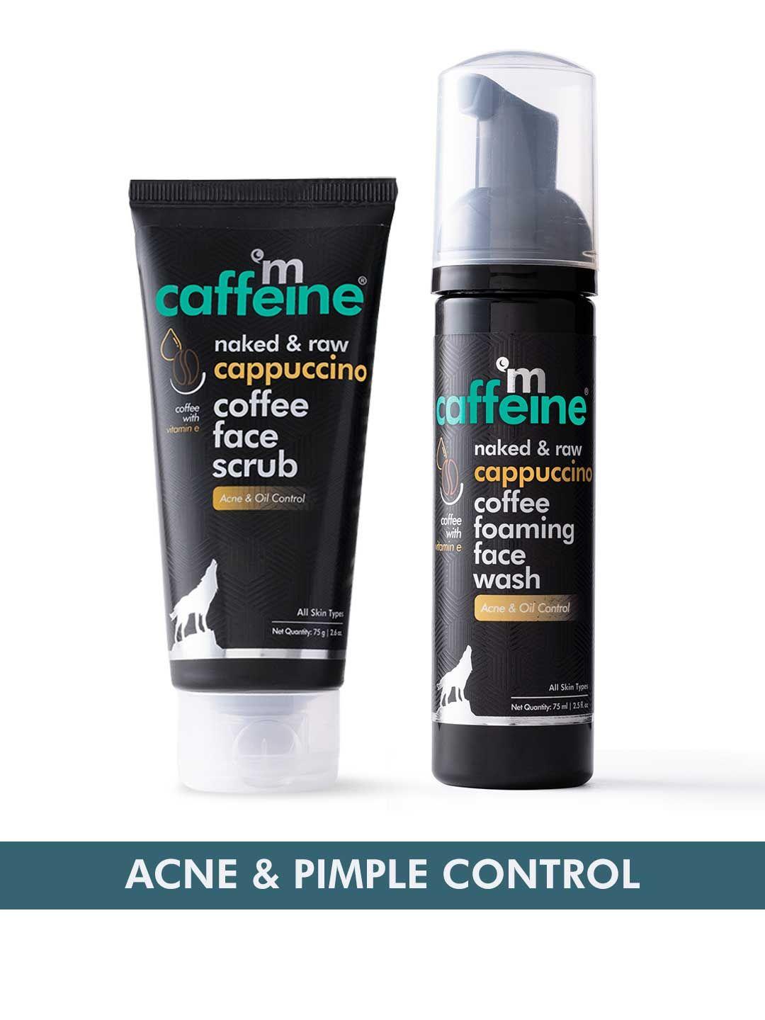 mcaffeine foaming face wash & face scrub combo for acne & pimple controlling