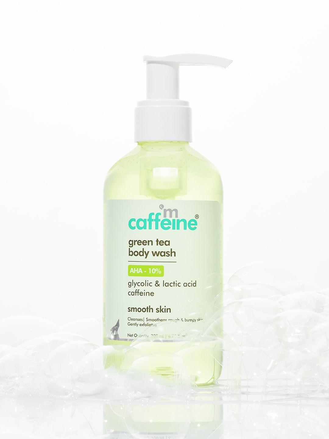 mcaffeine green tea & 10% aha body wash for rough & bumpy skin - 200 ml