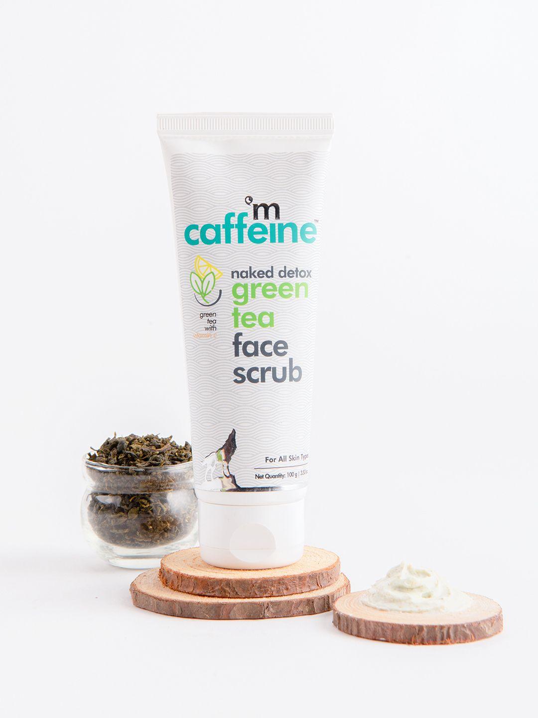 mcaffeine green tea face scrub with vitamin c for exfoliation & blackhead removal-100g