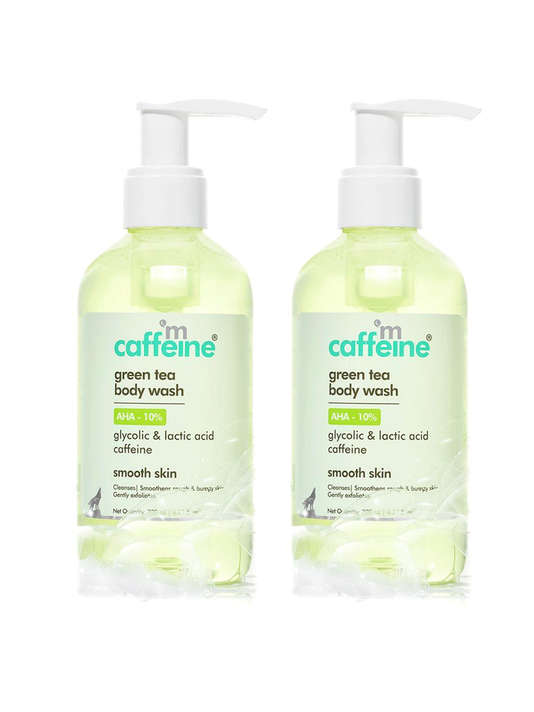 mcaffeine set of 2 green tea & 10% aha body wash for rough & bumpy skin - 200 ml each