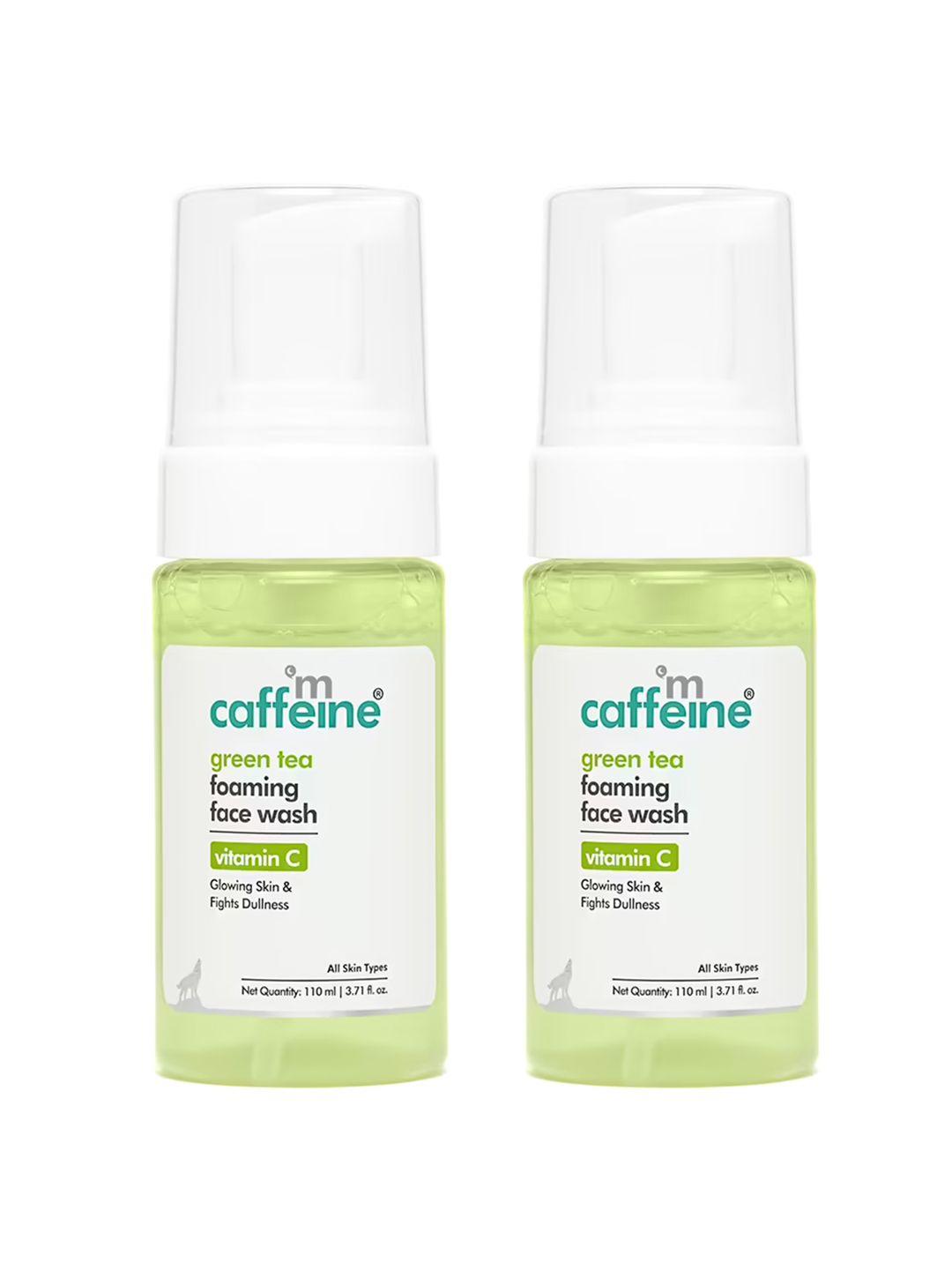 mcaffeine set of 2 green tea foaming face wash with vitamin c & caffeine - 110 ml each