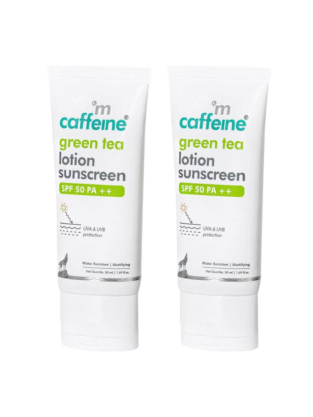 mcaffeine set of 2 green tea spf50 pa++ sunscreen lotion with caffeine - 50 ml each