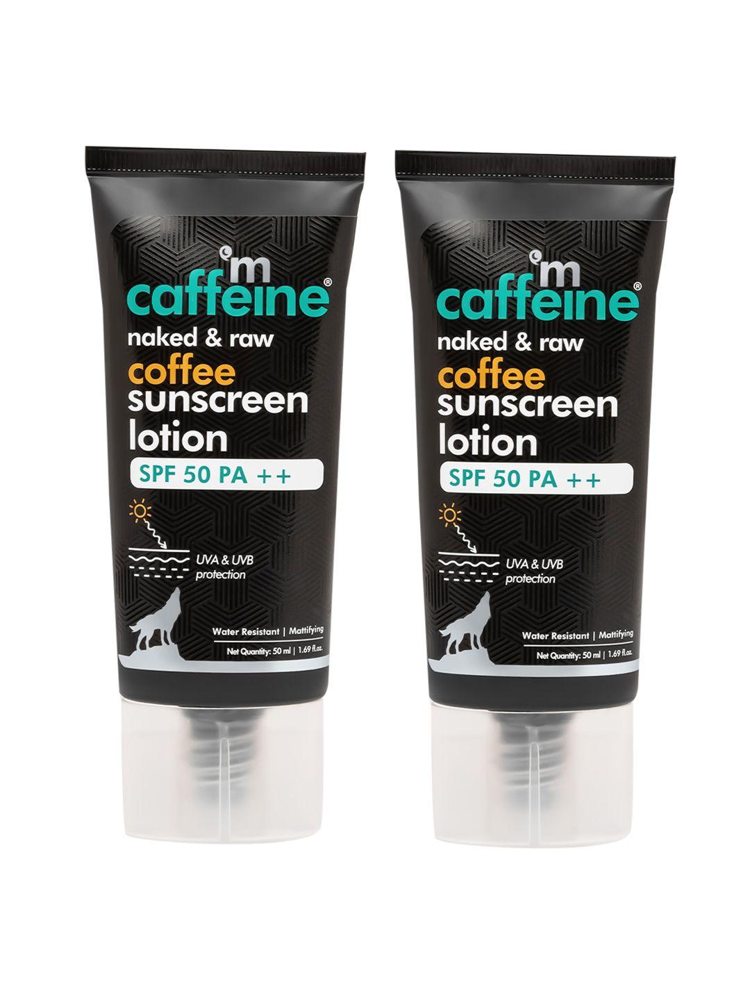 mcaffeine set of 2 naked & raw coffee spf 50 pa++ sunscreen lotion - 50ml each