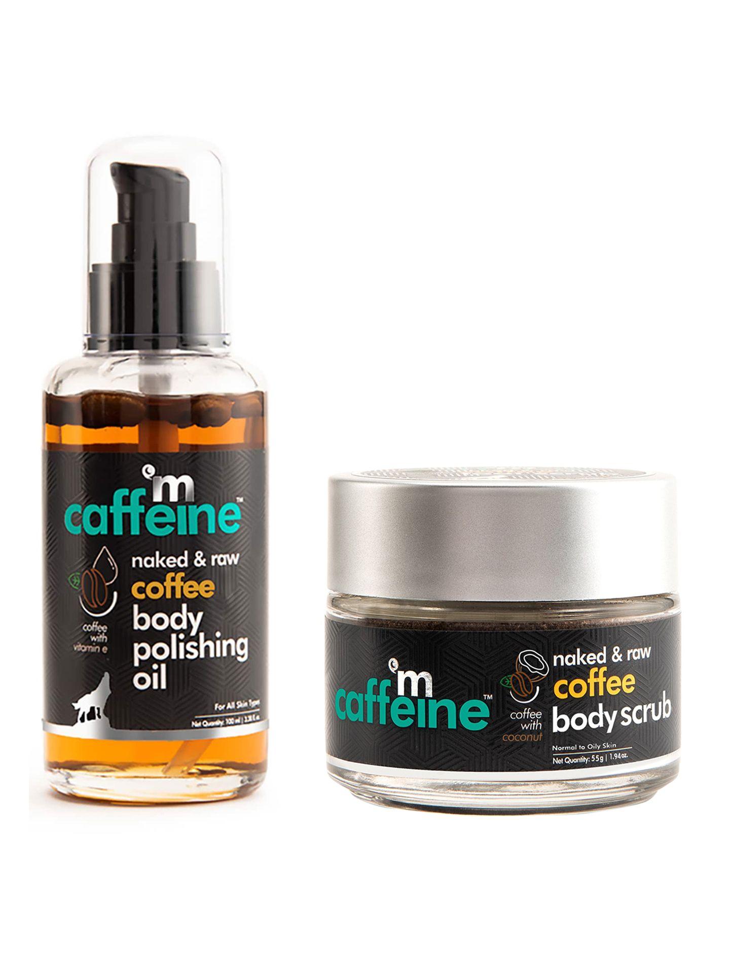mcaffeine set of coffee body polishing oil 100ml & body scrub 55g