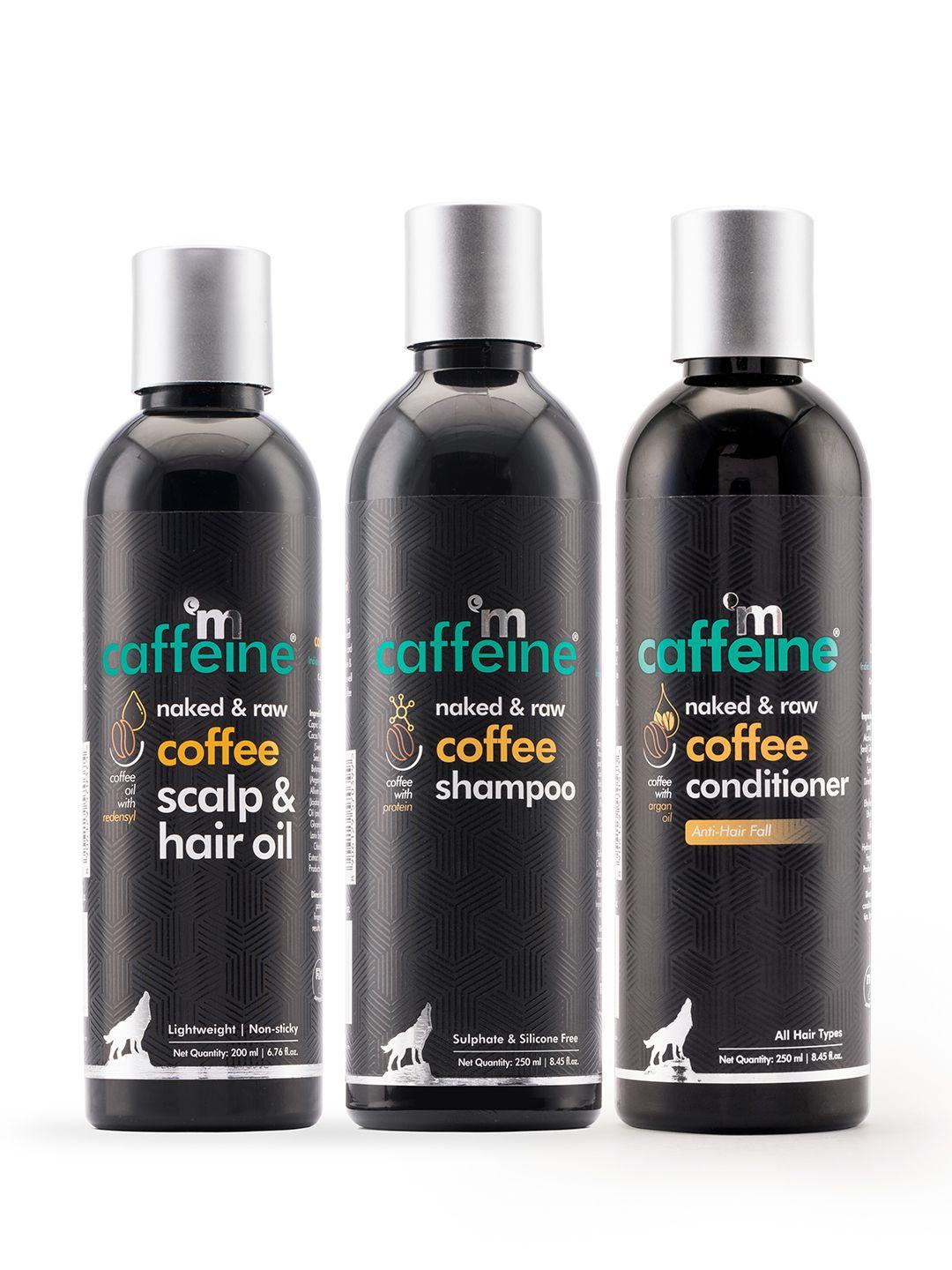 mcaffeine sustainable coffee hair spa & hair fall control kit - shampoo conditioner & hair oil
