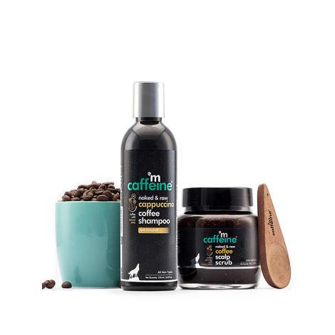 mcaffeine ultimate anti-dandruff kit with coffee scalp scrub and cappuccino shampoo | controls dandruff and exfoliates scalp with natural aha and rosemary| sls and paraben free| all hair types | 500ml