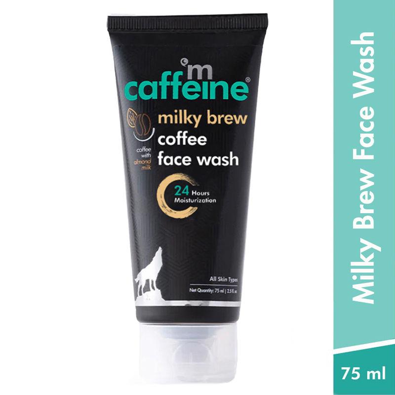 mcaffeine coffee & milk face wash for 24hr moisturization - soap free cleanser with shea butter & almond milk