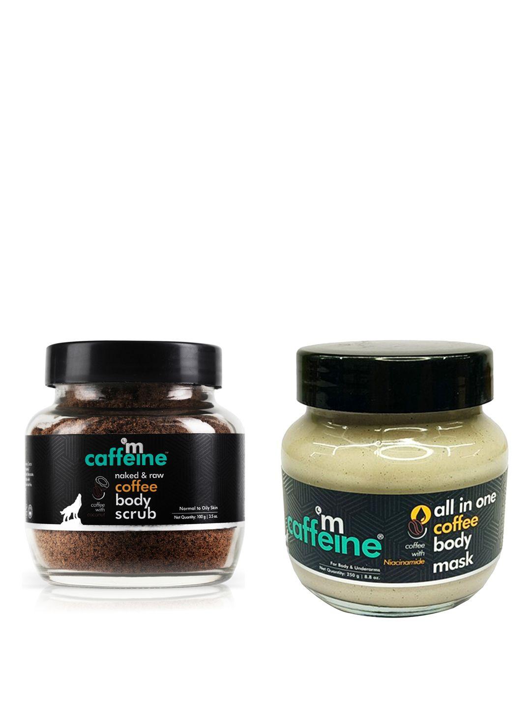 mcaffeine combo of exfoliating coffee body scrub 100g & all in one body mask 250 g