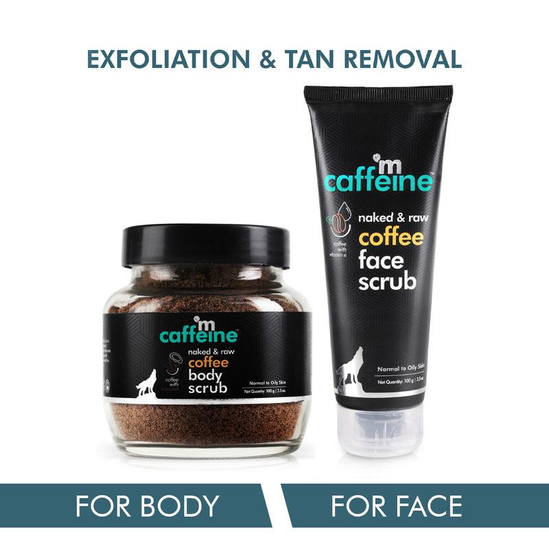 mcaffeine exfoliating coffee face & body scrub combo for tan, blackheads & dirt removal for soft skin