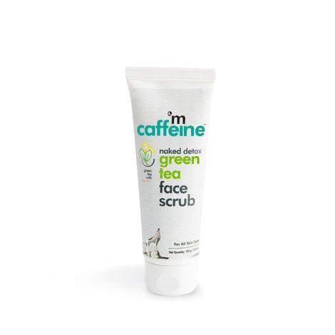 mcaffeine green tea face scrub (100gm) for tan and toxin removal | antioxidant rich with vitamin c and hyaluronic acid | gentle exfoliation for men and women | soap free