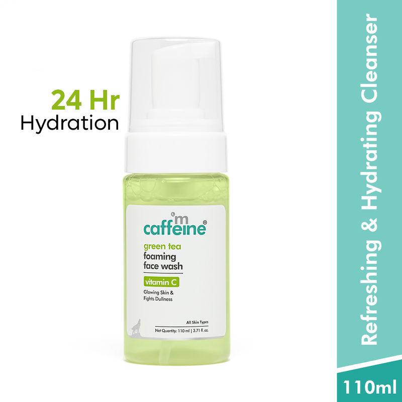 mcaffeine green tea-vit c foaming face wash to reduce dark spots | fights dullness for glowing skin