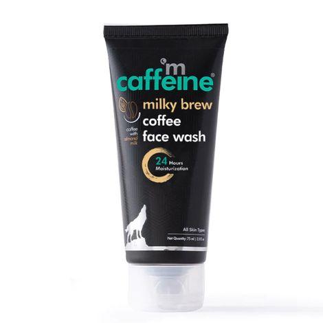 mcaffeine milky brew coffee face wash for 24hr moisturization | hydrating face wash with almond milk & shea butter for dry skin | daily use face cleanser for women & men | natural & 100% vegan (75ml)