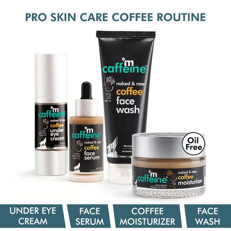 mcaffeine pro skin care coffee routine - face wash, face serum, under eye cream & moisturizer | for oil-free hydration, deep cleansing & relieving dark circles | for men & women 220 ml