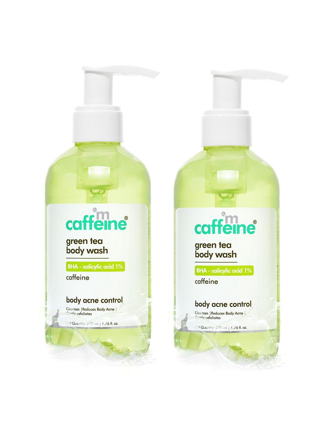 mcaffeine set of 2 green tea & 1% bha salicylic acid body wash - 200 ml each