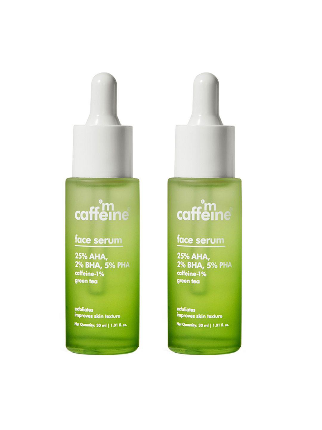 mcaffeine set of 2 green tea face serum with 25% aha, 2% bha, 5% pha - 30ml each