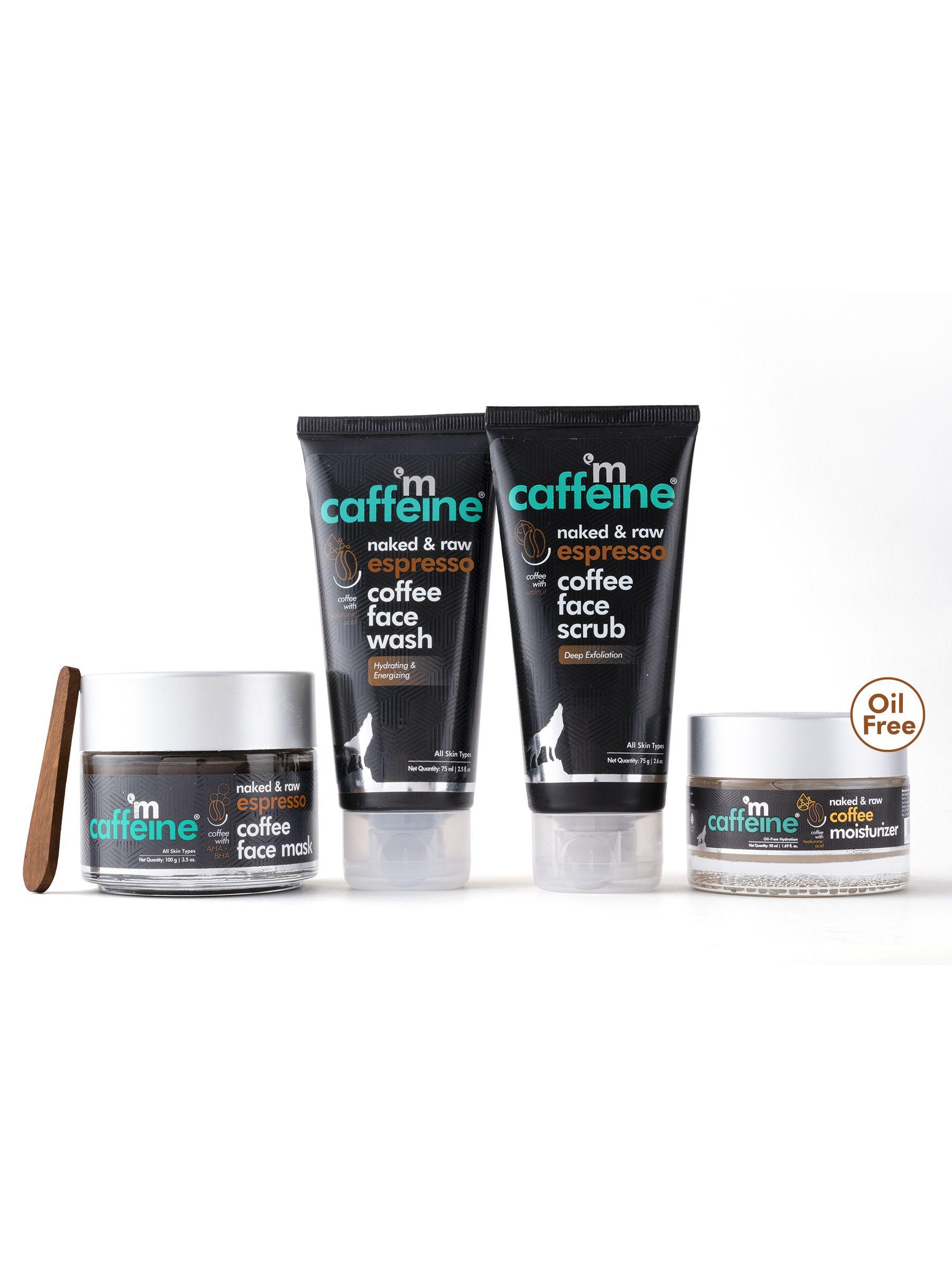 mcaffeine sustainable espresso coffee deep exfoliation kit with moisturizer for oil-free hydration