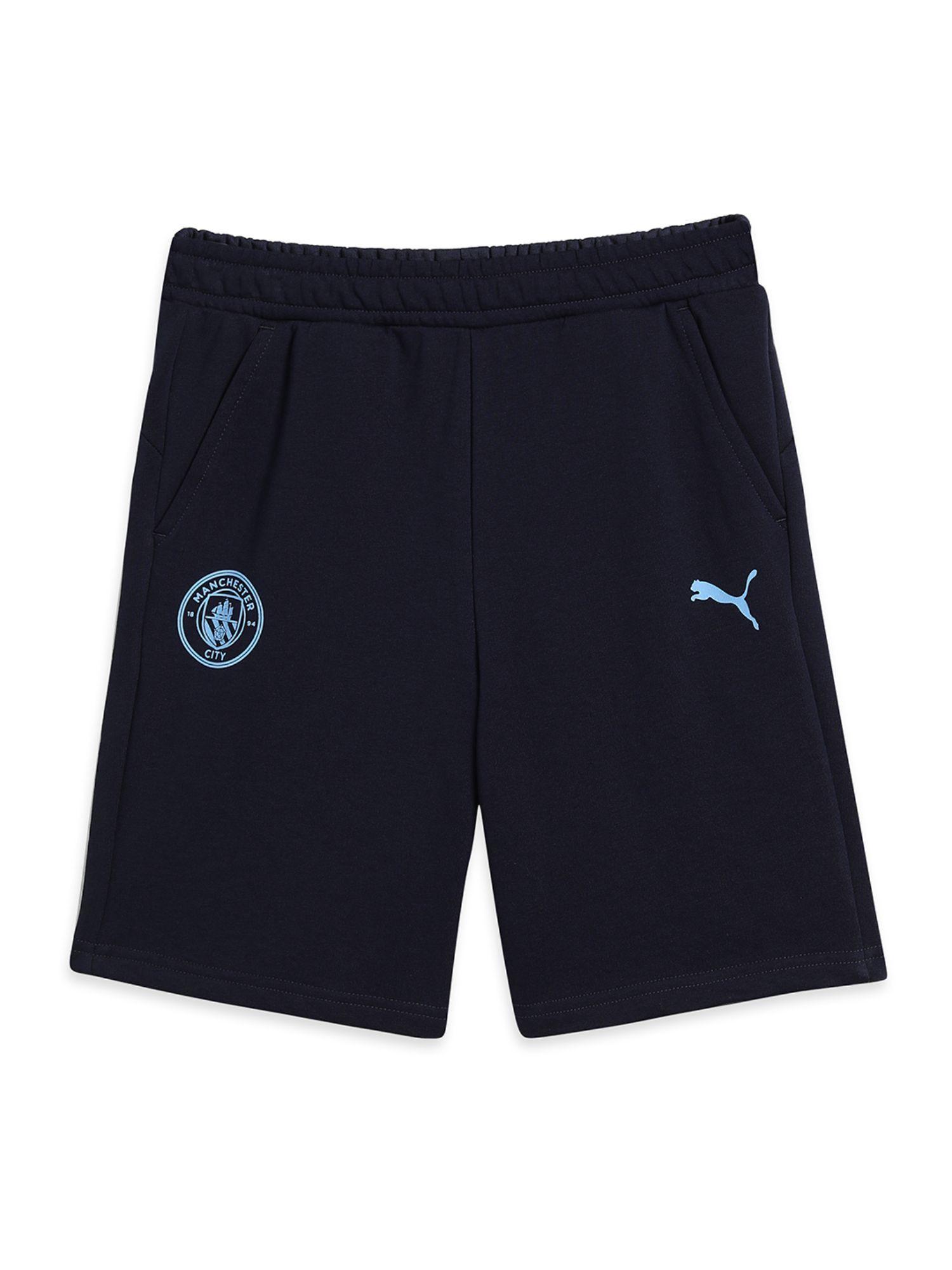 mcfc essentials jr tr boys blue shorts