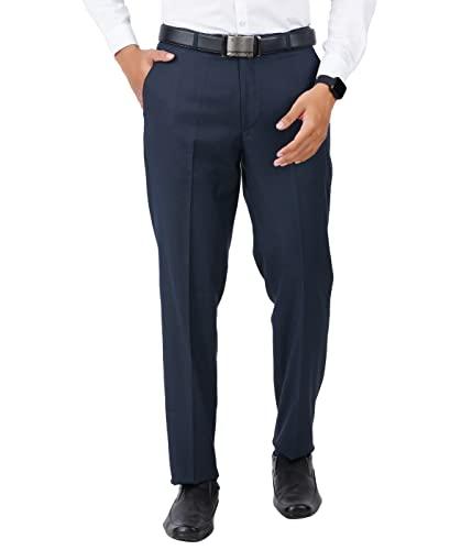 mchenry men's regular fit stretchable formal trousers for men (32, navy blue)