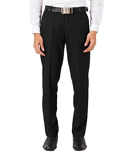 mchenry men's stretchable self checkered formal trousers (38, black)