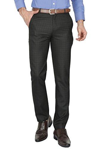 mchenry mens regular fit poly rayon black checkered formal trousers, trousers(black6968-36_color:black_size:36)