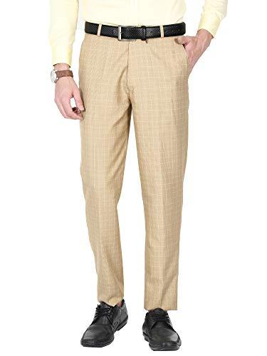 mchenry mens regular fit poly rayon checkered formal trousers, trousers (34, beige)