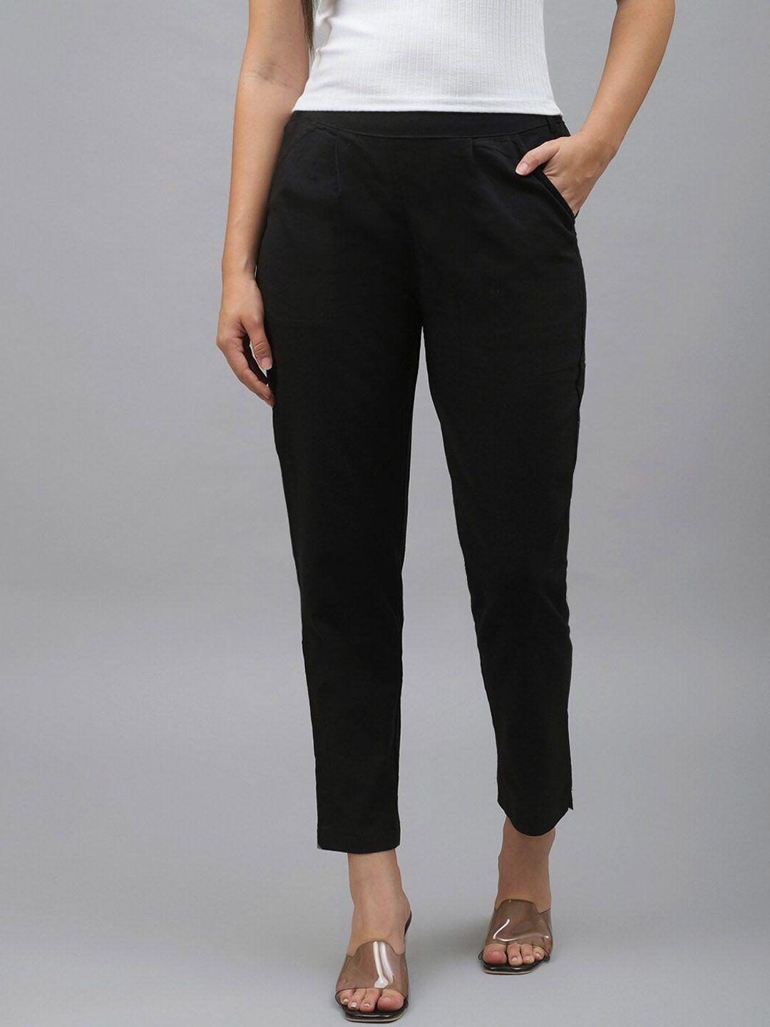 me craft women black easy wash trousers