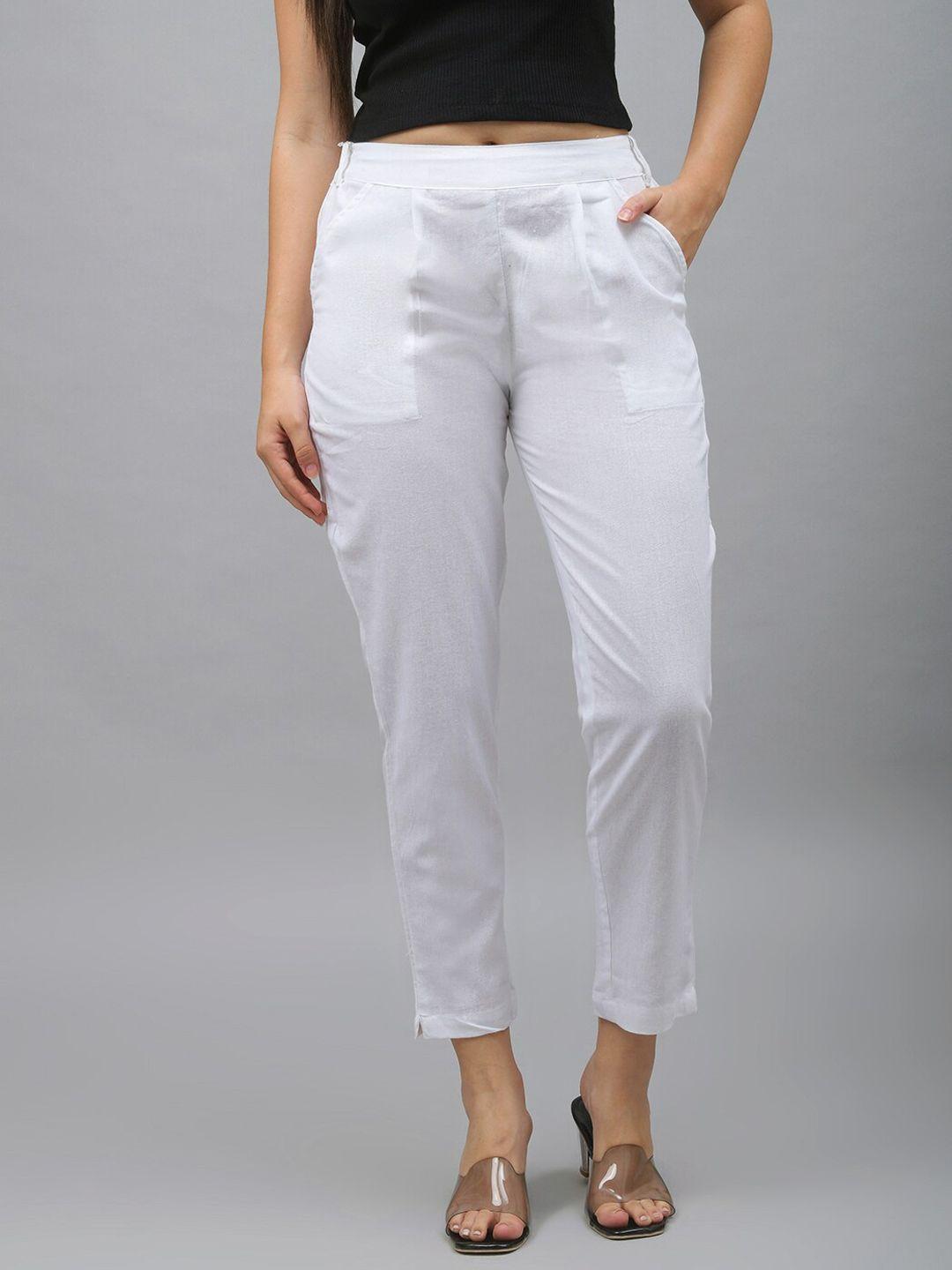 me craft women white easy wash trousers