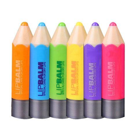 me-on m & m pack of 6 pencil shaped lip balms for caring dry lips