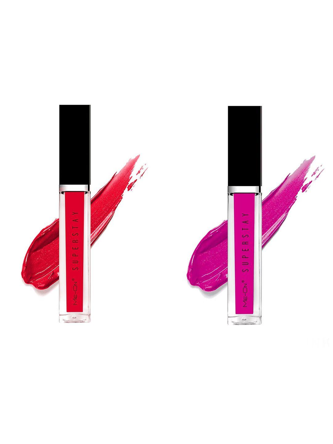 me-on set of 2 super stay lip gloss - seductive red 03 & passionate pink 10