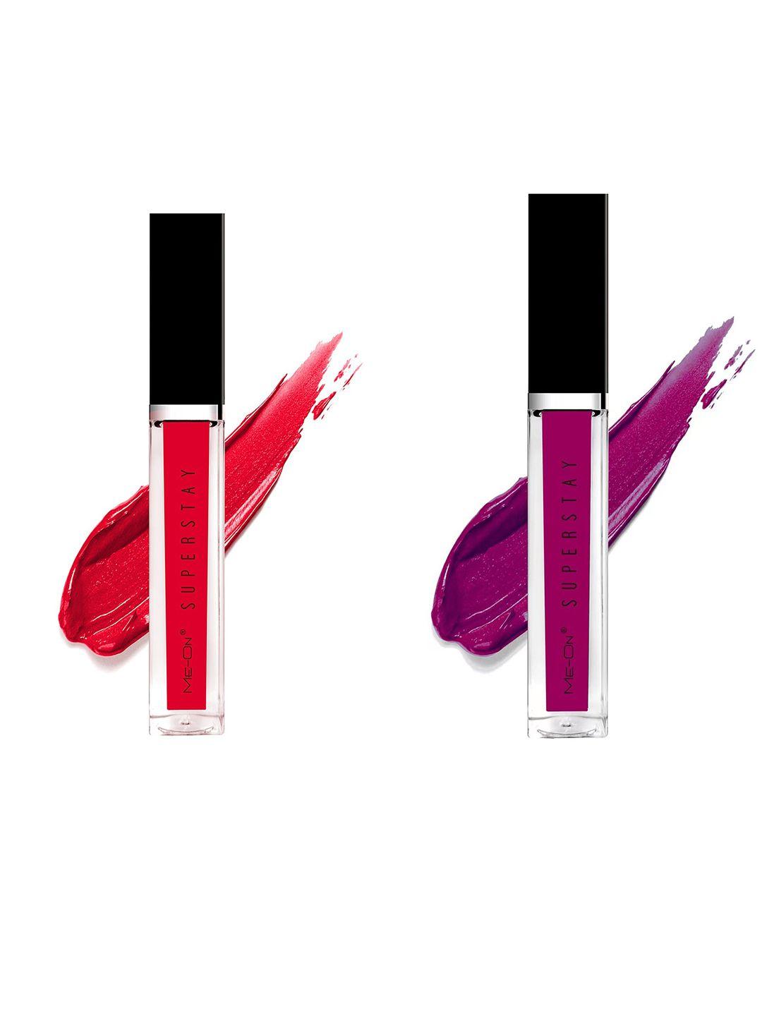 me-on set of 2 super stay lip gloss - seductive red 03 & purple affair 03