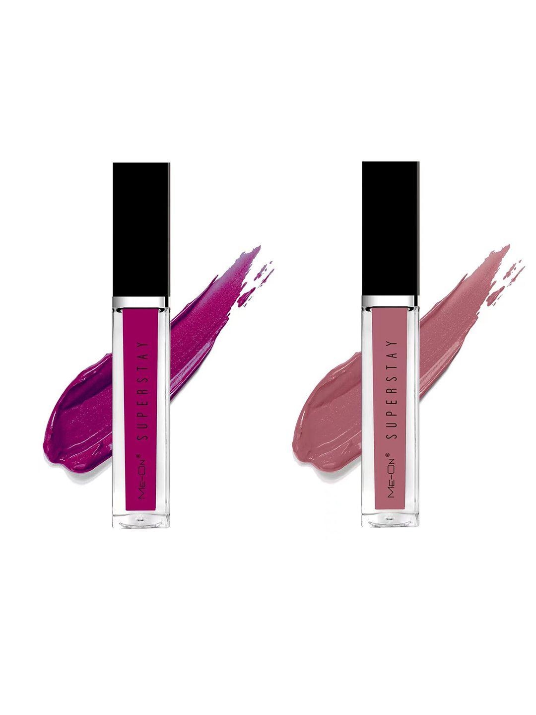 me-on set of 2 super stay lip gloss 6ml each - purple affair 16 & kinda sexy 22