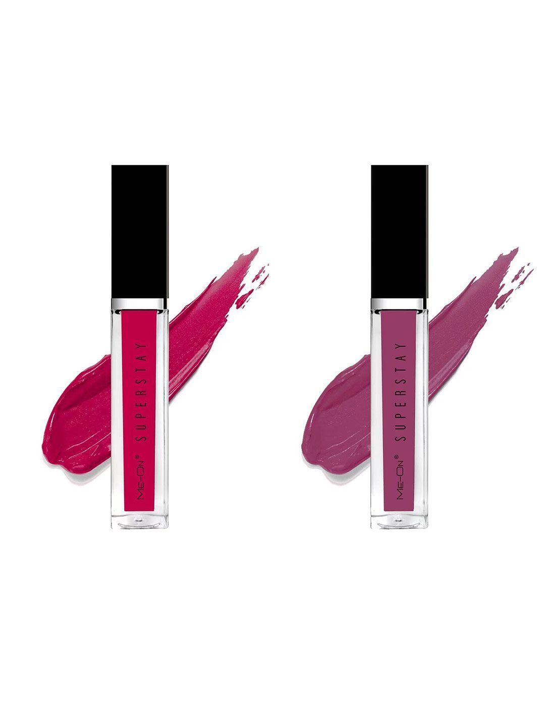 me-on set of 2 super stay lip gloss 6ml each - sensual rose 11 & mauve story 24