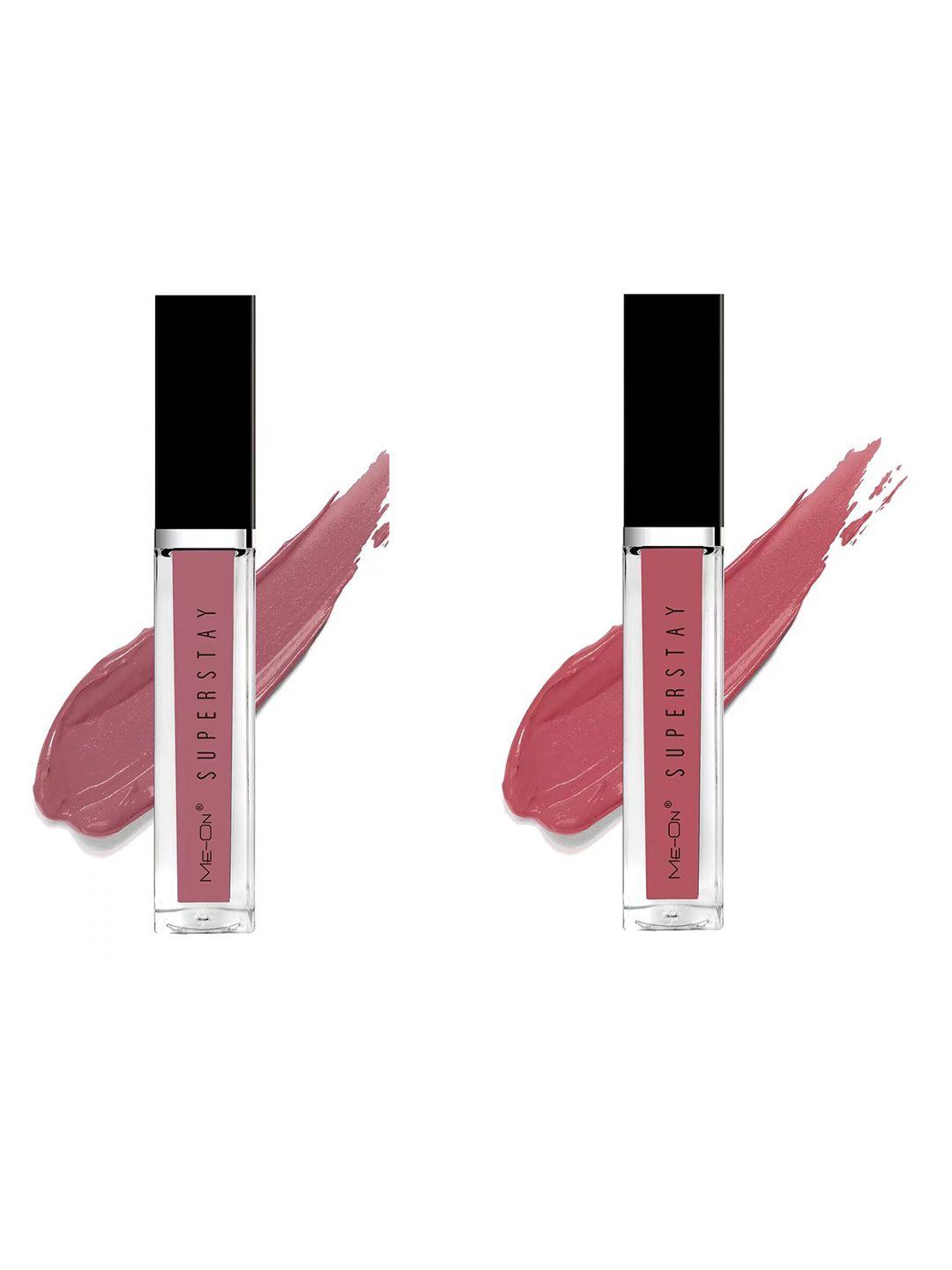 me-on superstay set of 2 glossy lip gloss 12 ml each - mysterious nude 22 & kinda sexy 22