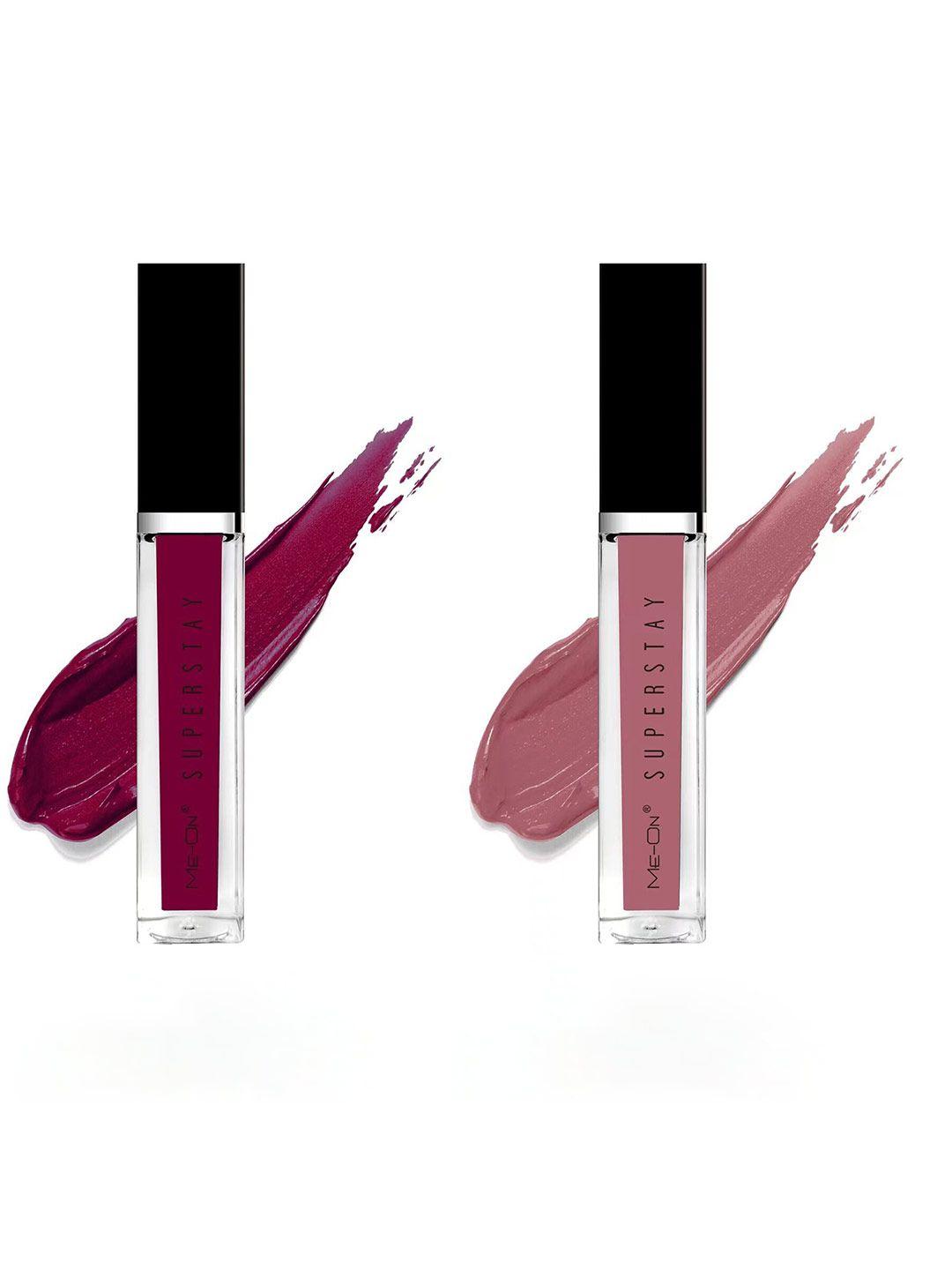 me-on superstay set of 2 glossy lip gloss 12 ml each - red wine 12 and kinda sexy 22