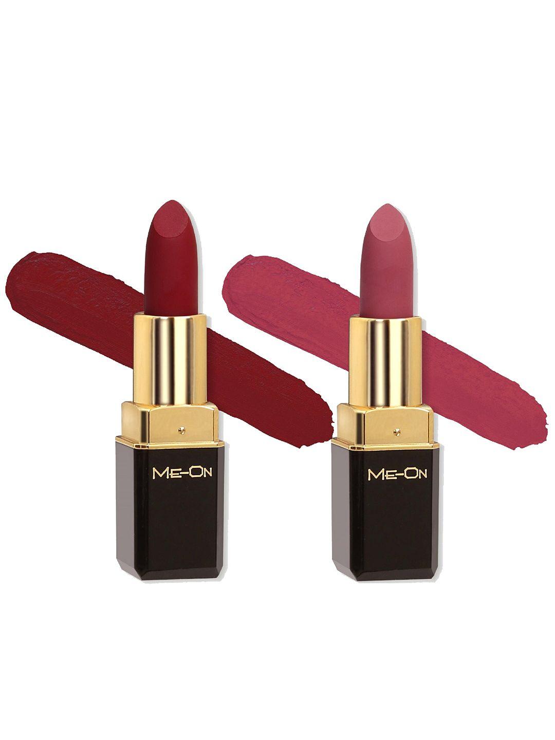 me-on color addict set of 2 long lasting hd matte lipstick -shade 03 & shade 22