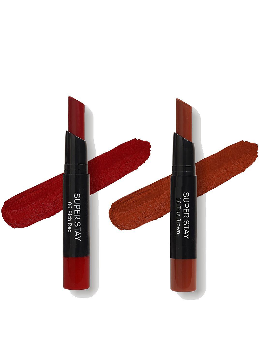 me-on set of 2 super stay kissproof lipstick 2 g (each)-rich red 06-true brown16